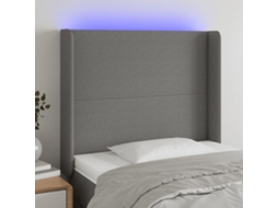 Vidaxl Cabeceira De Cama C/ Luzes Led Tecido 103x16x118/128 Cm Preto