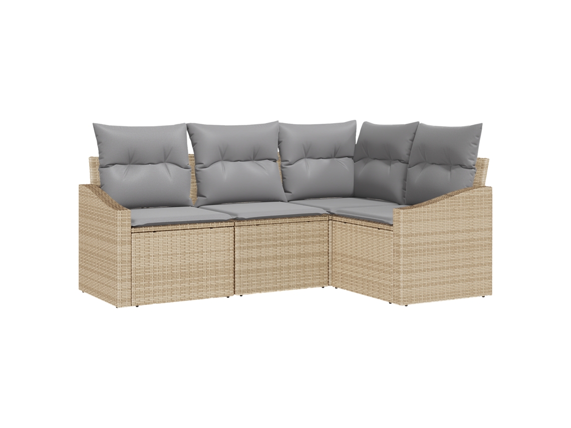 Conjunto 4 Sofá Exterior Vidaxl Bege Vime Pe (178,5 X 123,5 X 85 Cm)