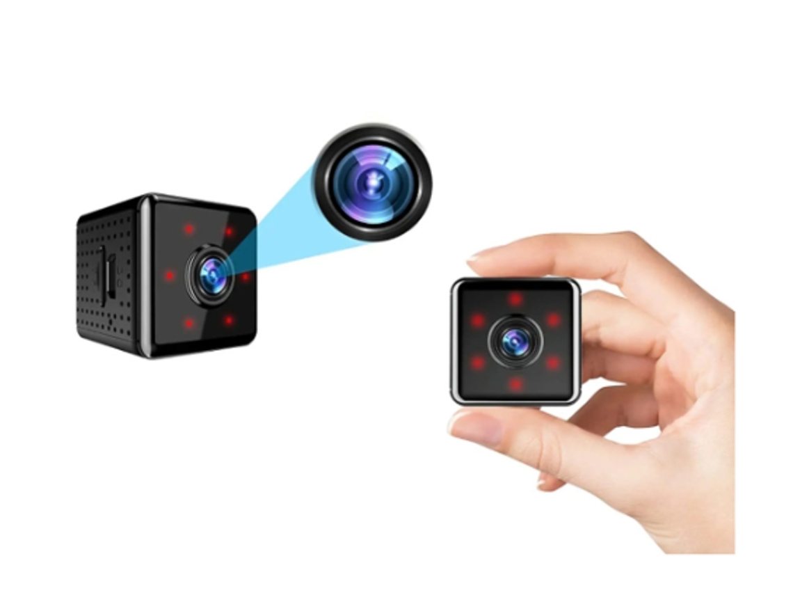 Mini câmera espiã sem fio WiFi oculta, câmera de segurança interna HD 1080P com aplicativo para celular, visão noturna, detecção de movimento, preta Bestvite