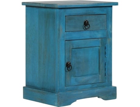 Mesa de Cabeceira  Madeira de Mangueira Maciça Azul (40x30x50 cm)