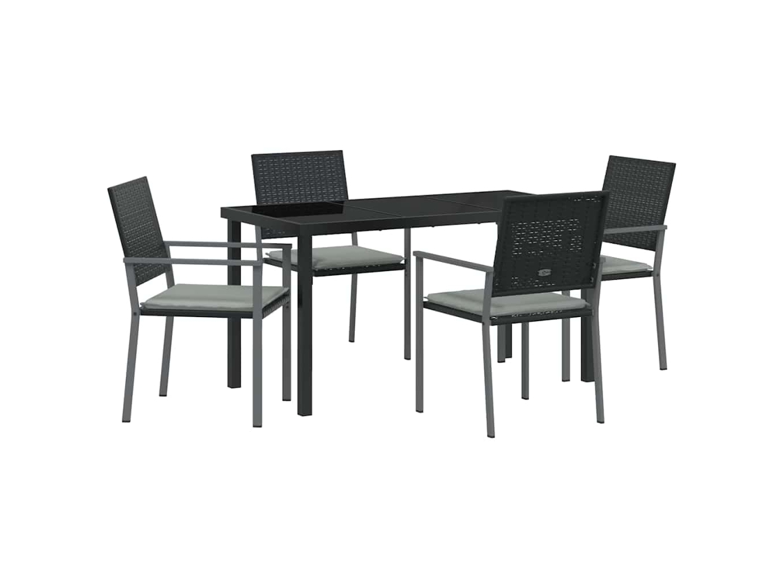 Maison Exclusive - Conjunto De Jantar Para Jardim 5 Pcs Preto E Cinza Claro