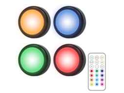 Refletor Led, 4 Unidades, Comando Remoto, 13 Cores, Para Destaque Em Teto, Jardim, Fachada Ou Áreas Exteriores