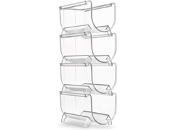 Suporte para garrafas Nova Line para geladeira, 4 prateleiras empilháveis transparentes | S/MARCA