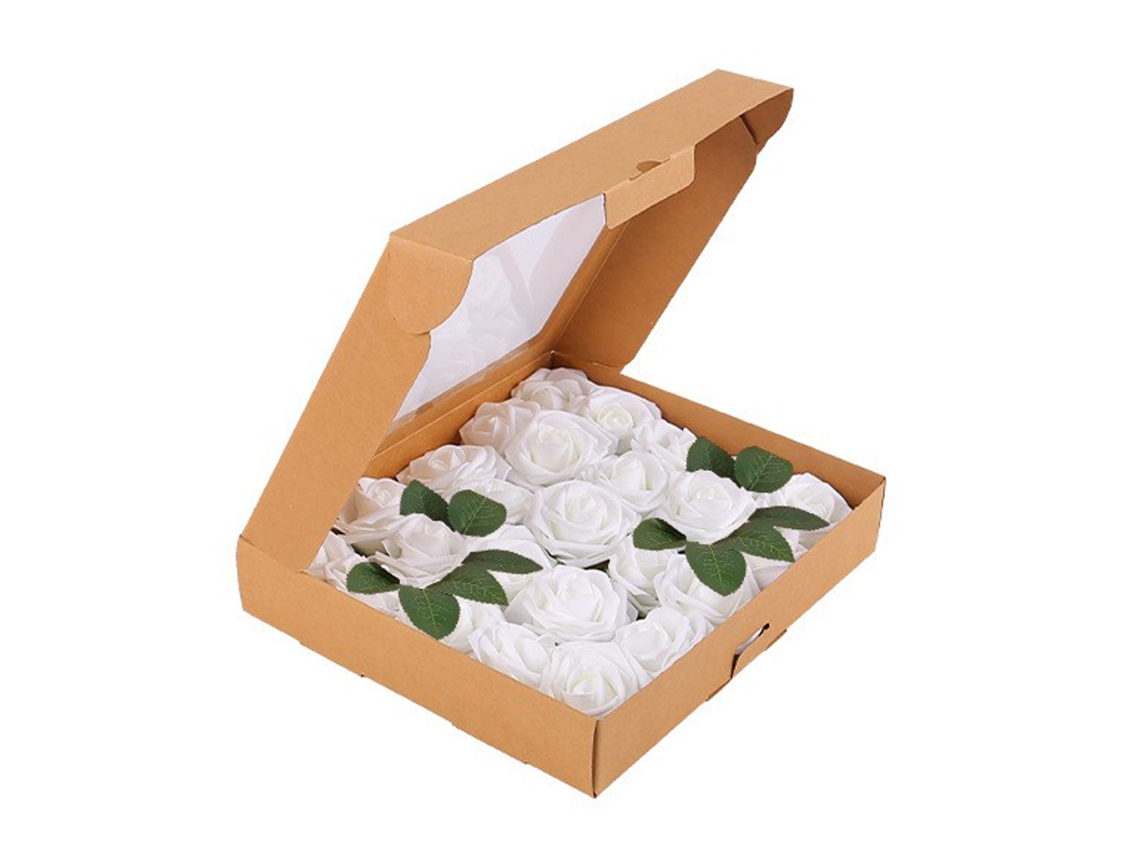 Laxiscreed Caixa Presente Com Rosa Artificial Branca Para Decoração E Arranjos Florais