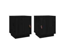Bedside Cabinet, Bedside Cabinets Vidaxl Preto Madeira De Pinho (n/a)