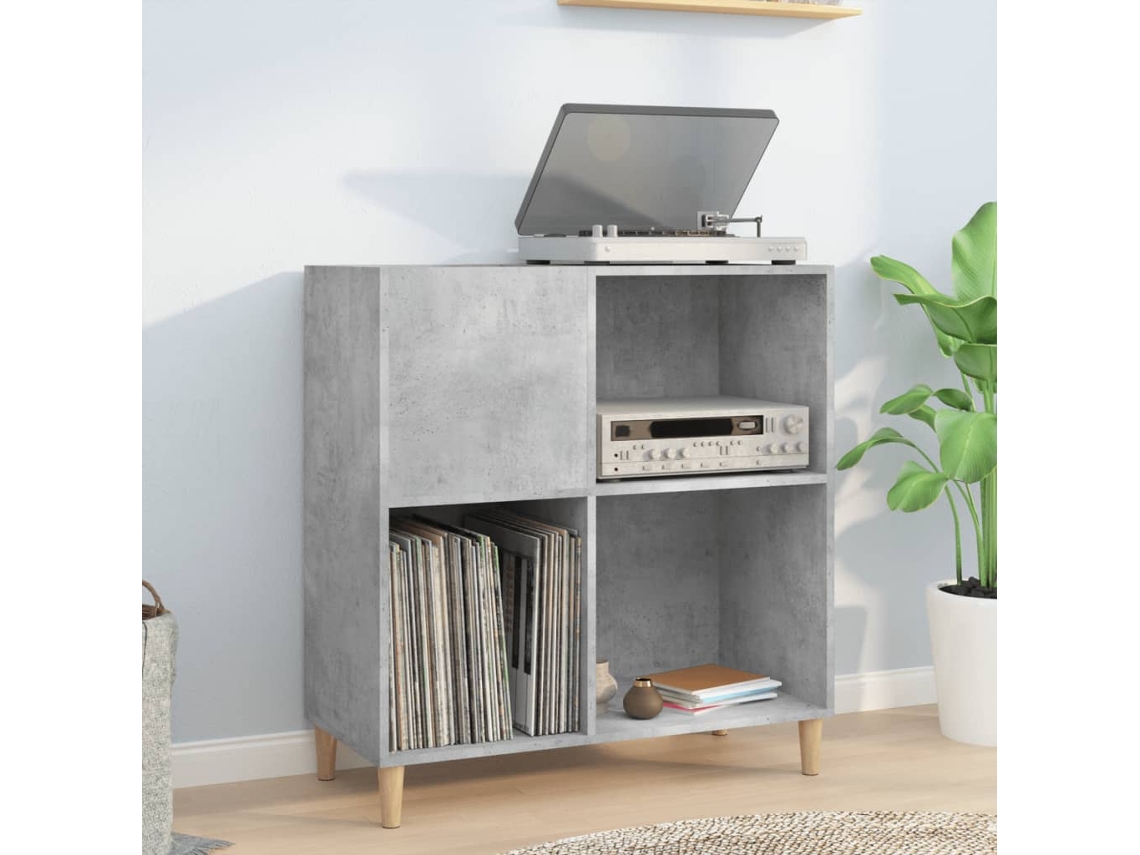 Vidaxl Armário P/ Discos 84,5x38x89 Cm Derivados Madeira Cinza-cimento
