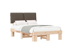 Vidaxl Estrutura De Cama Com Cabeceira Estofada Cinzento-acastanhado