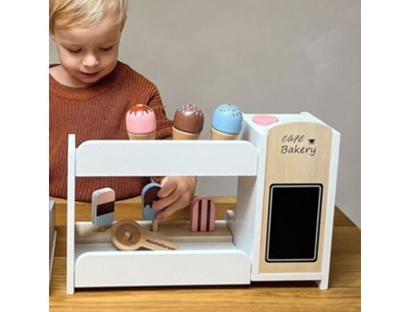 Mercado Infantil De Madeira, Máquinas De Sorvete E Café Com Acessórios, Estimula Criatividade E Destreza Jogos De Rpg Mamabrum