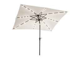 Guarda sol de Terraço Exterior 268x205x248cm com Teto Inclinável Até 45°,luzes Led Solares e Manivela bege Claro BTFORUS