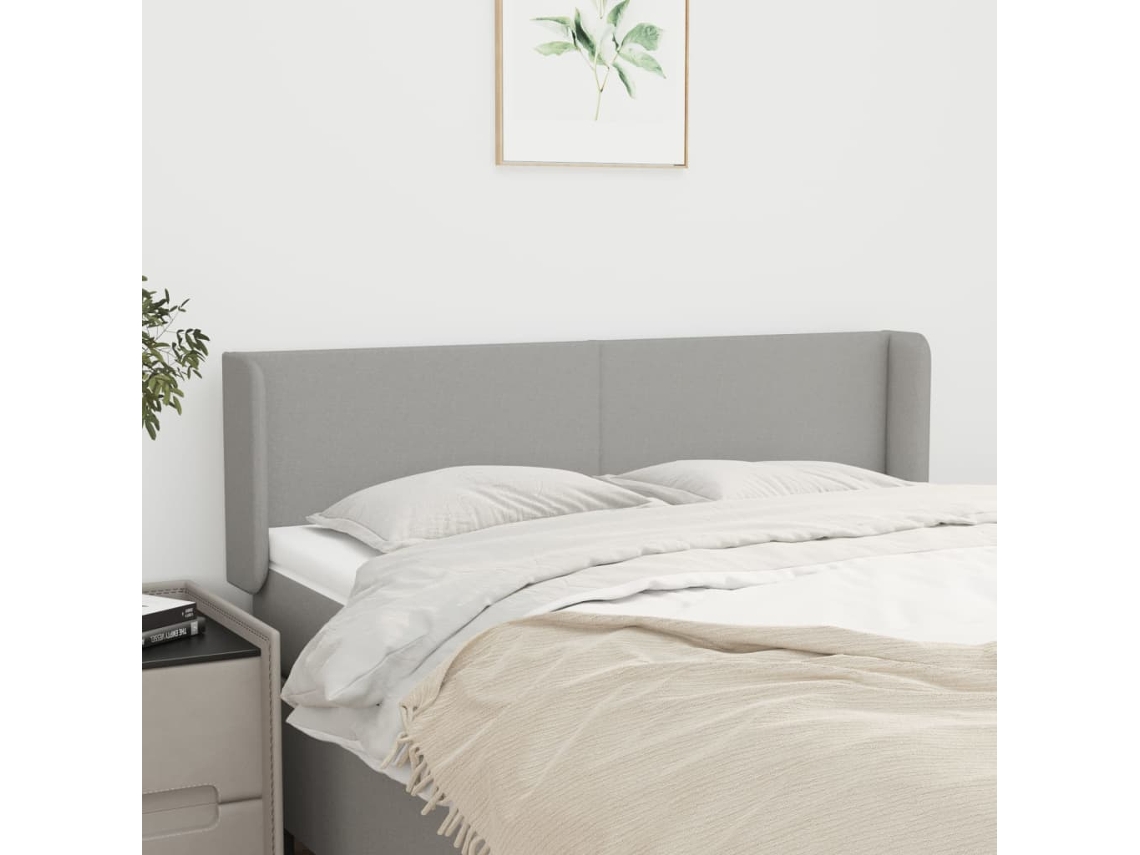 Cabecero con Alas de Tela 147x16x78/88 Cm Gris Claro
