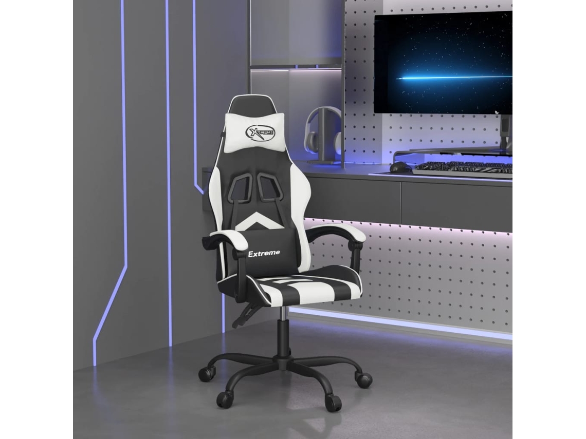 Vidaxl Cadeira Gaming Couro Artificial Preto E Branco