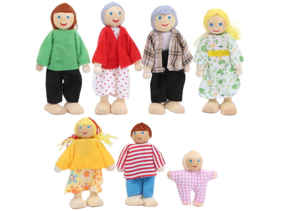 Mali bonecas de Família de Pinho Miniatura Brinquedo Acessório Casa de Bonecas Educativo
