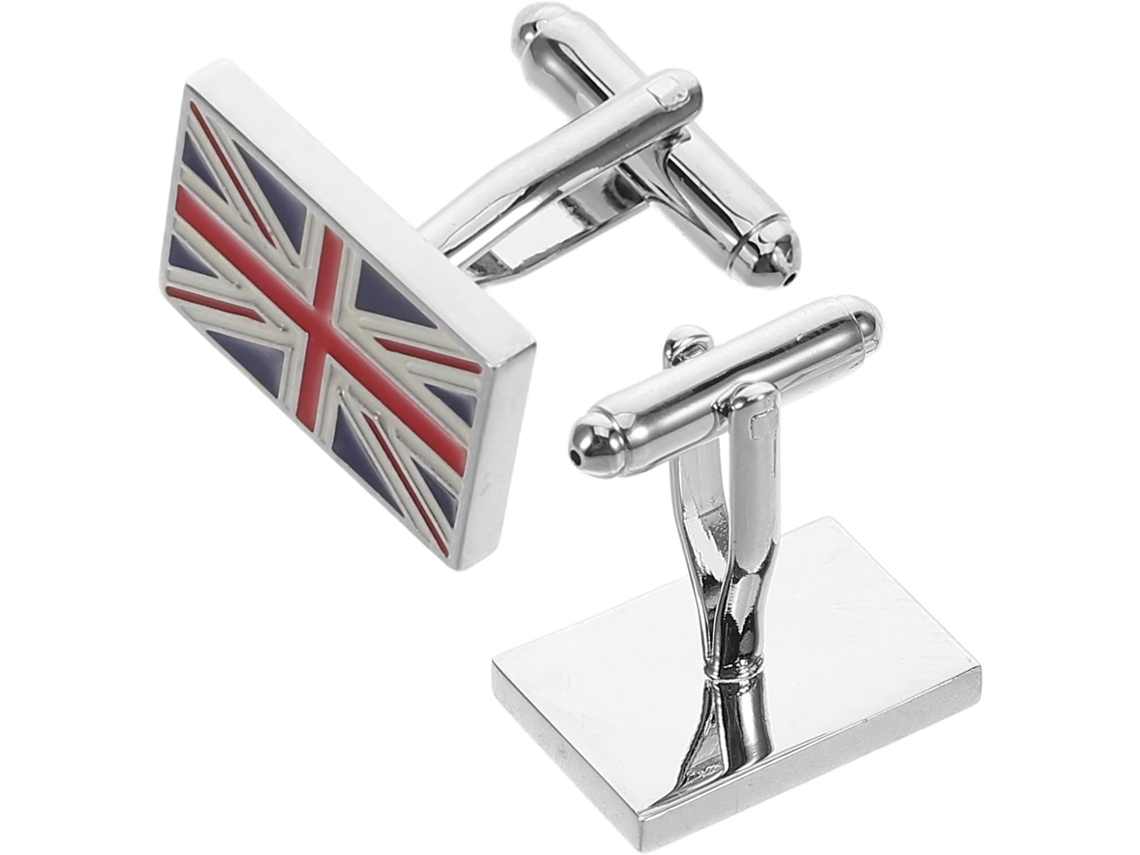 Abotoaduras Com A Bandeira Britânica Em Estilo Clássico E Elegante.