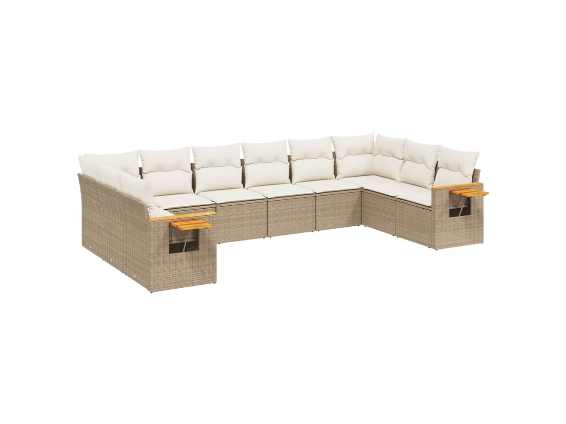 Maison Exclusive - 10 Pcs Conjunto De Sofás P/ Jardim Com Almofadões Vime Pe Bege