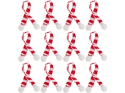 Mini Cachecóis De Natal Para Garrafas De Vinho, Em Tricô Listrado Vermelho E Branco.