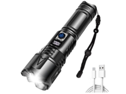 Lanterna Led À Prova D'Água de Longo Alcance Holofote Externo 5 Modos Zoom de Alumínio Lanterna Tática Carregamento Usb Preto BISBISOUS VIGA EUROPE