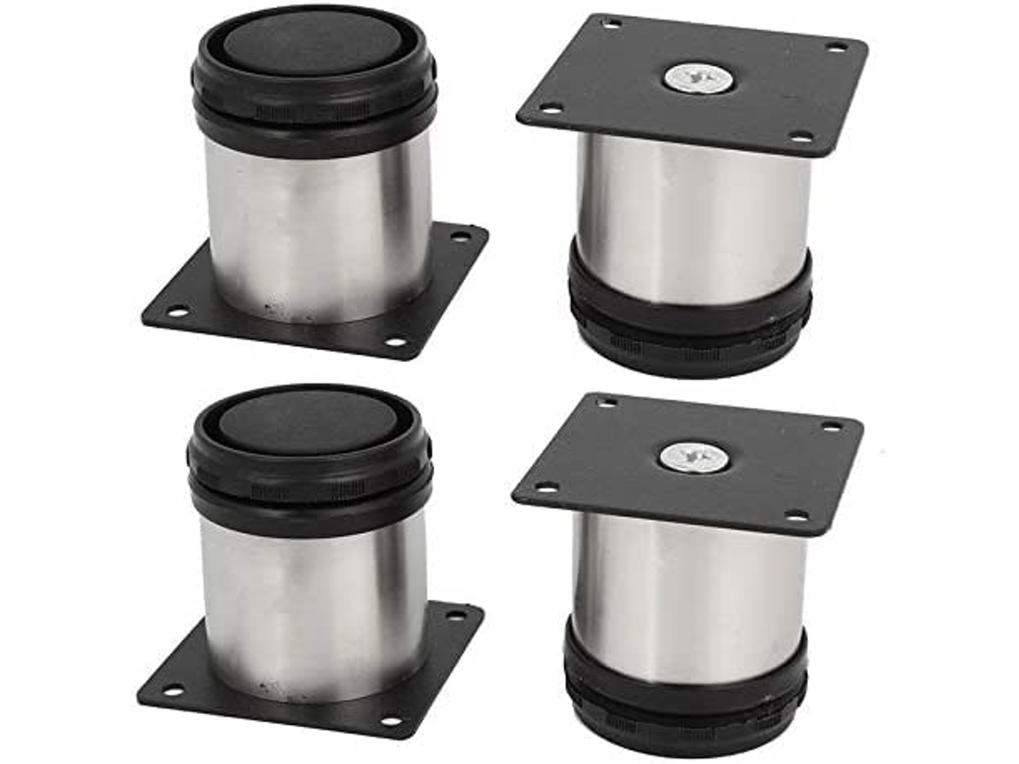 Lote De 4 Pés Para Móveis De Cozinha Em Aço Inoxidável Redondo Redondo 50x50 Mm Btforus