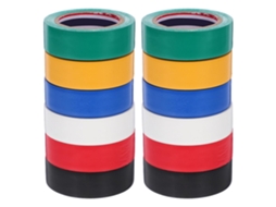 Fita Isolante Multifuncional De Pvc Healifty, 12 Rolos De 18mm X 10m, Cores Sortidas, Resistente A Altas Temperaturas