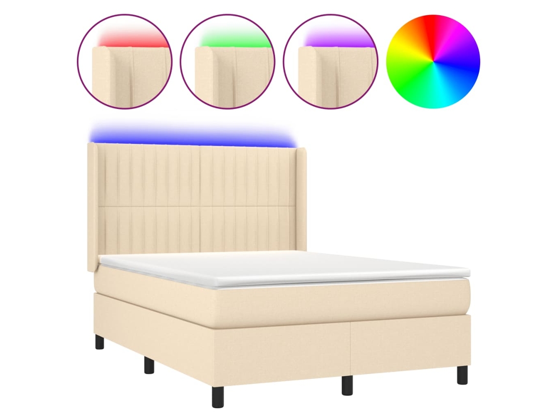 Box Spring Bed, Box Spring Beds Vidaxl Creme Tecido (140 X 200 Cm)