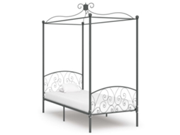 Vidaxl Estrutura De Cama Com Dossel 100x200 Cm Metal Cinzento
