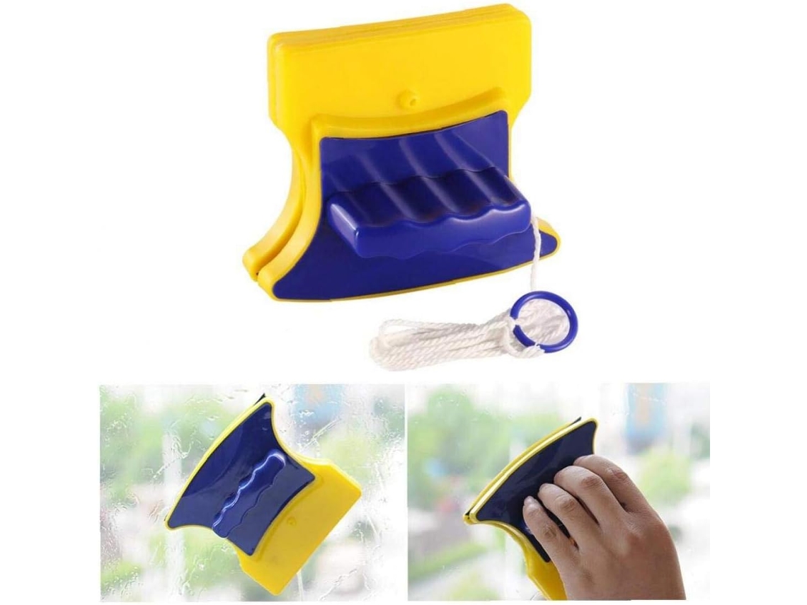 Limpador De Vidro Magnético De Dupla Face Com 2 Almofadas De Limpeza Para Vidros Com Espessura De 0,1 A 0,3 Polegadas