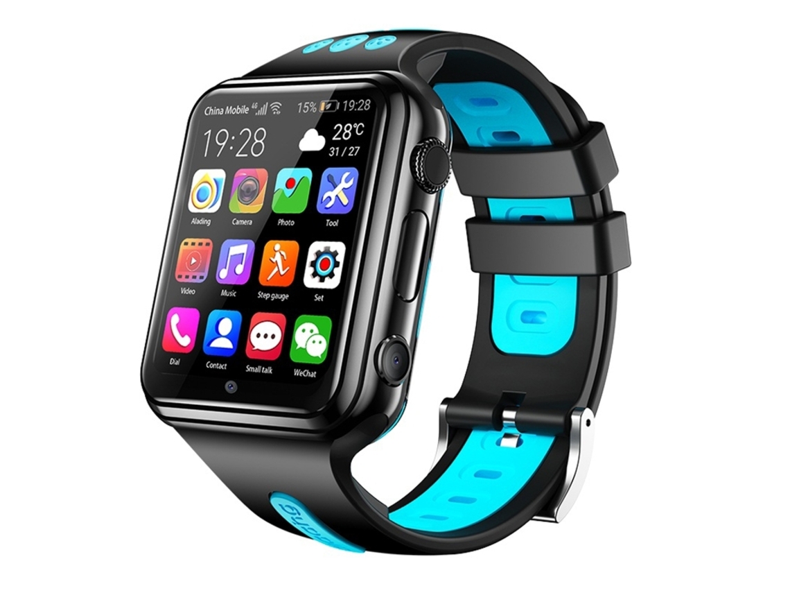 Smartwatch Com Tela Totalmente Laminada De 1,54 Polegadas, Câmera Dupla, 1 Gb De Ram + 16 Gb De Armazenamento (preto E Azul)