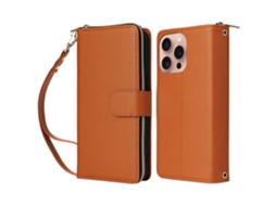 Capa Em Couro Pu Para Apple Iphone 16pro, Castanho