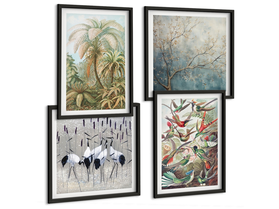 Galeria De Pinturas Murais Estampas De Frutas, Flores Cítricas Moldura Preta Imagens Para Um Quarto Infantil Espelharte (conjunto De 4 Imagens)