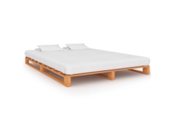 Estrutura De Cama Em Paletes Pinho Maciço 160x200 Cm Castanho