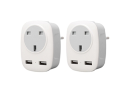 Adaptador De Viagem Com 2 Portas Usb, Tamanho Compacto E Leve, 2 Unidades