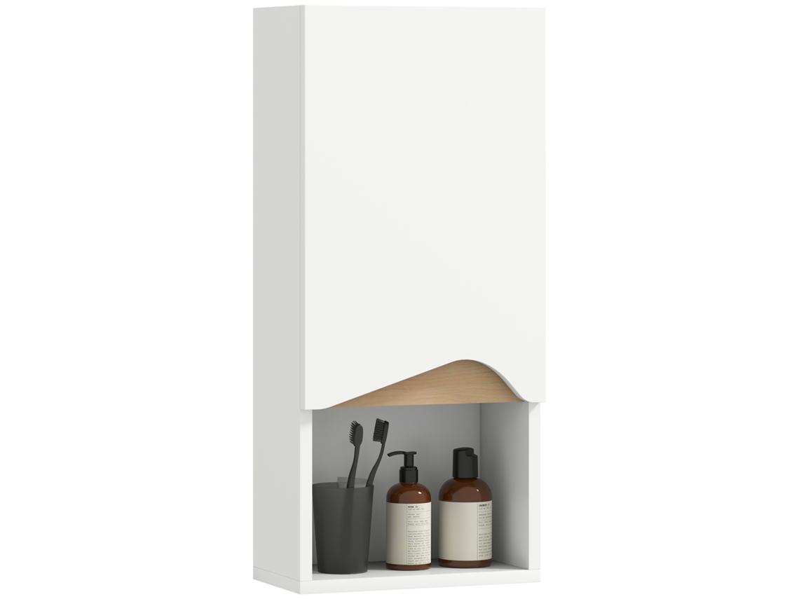 Armário de Banheiro de Parede com porta soft close e prateleira aberta 30x17x67cm branco BTFORUS