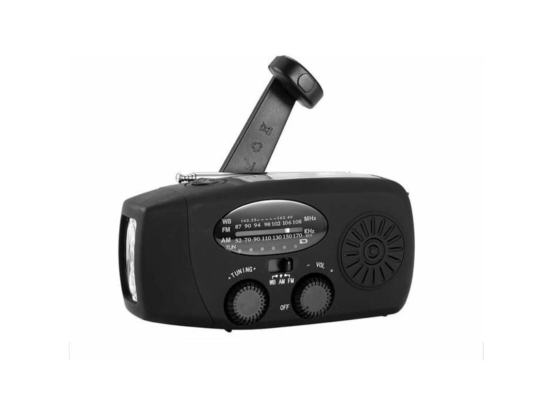 RÁDIO DE MANIVELA AQUAFORGE com célula solar, lanterna, bateria externa de 2000mah, emergência