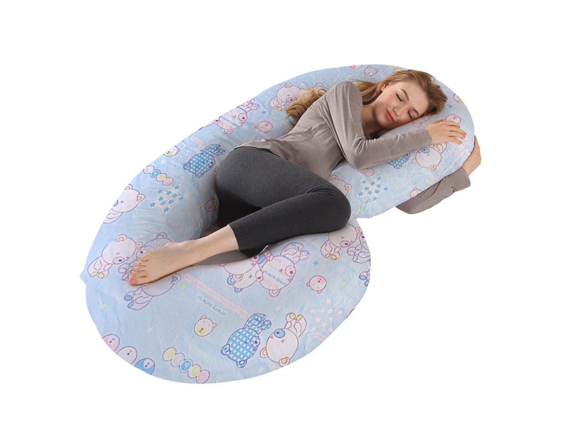 Almofada para Grávidas, Travesseiro de Gravidez em Formato de C, Alivia Dores nas Costas e Pescoço Gravidez SPQMENT (140x70cm urso)