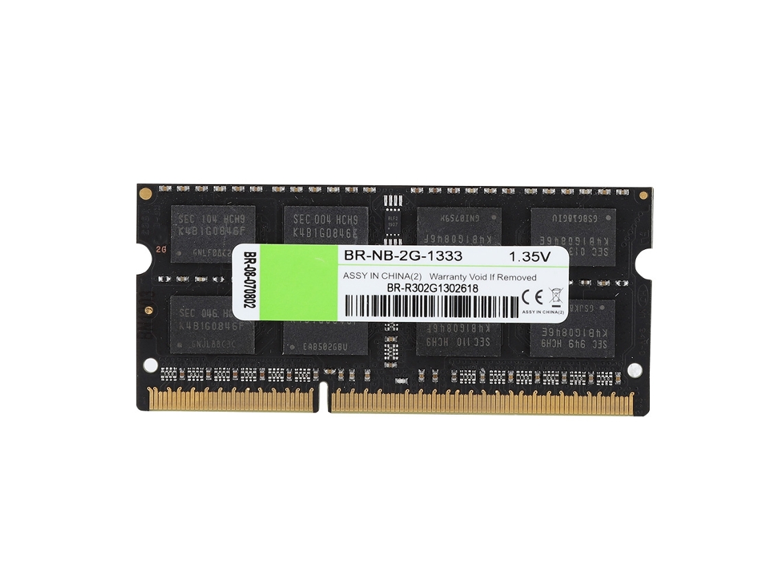 Módulo De Memória Para Notebook (capacidade De 2gb, Frequência De 1333mhz) Yichu Ddr3 Placa Base Preta