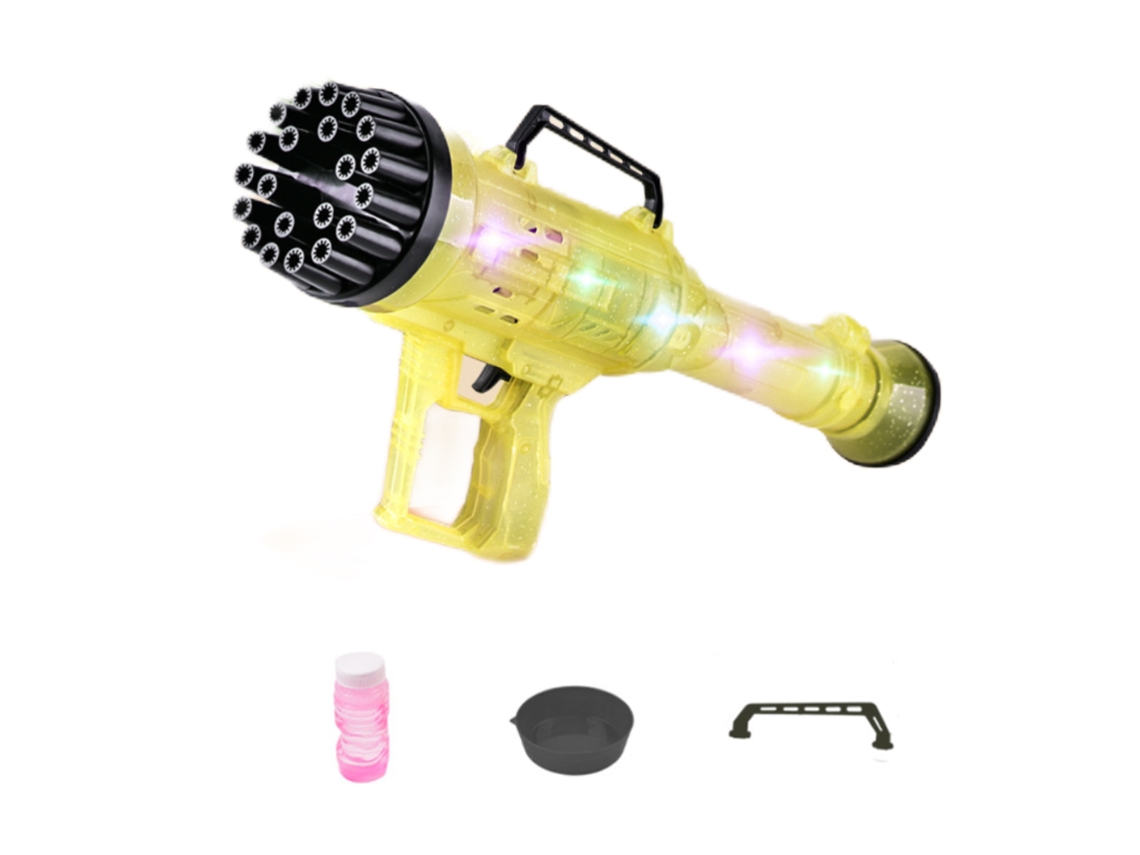 Ats máquina de Burbujas Eléctrica 21 Agujeros Boom Bubble Gun, Soplador Automático para Niños, Juguete Al Aire Libre para Niños Y Adultos