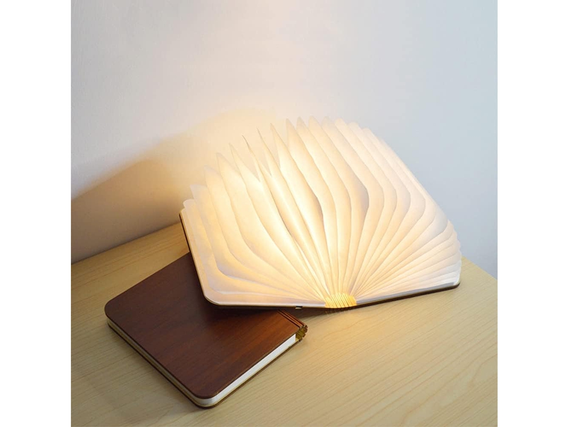 Luminária De Led Dobrável Em Madeira, Recarregável Via Usb, Luz