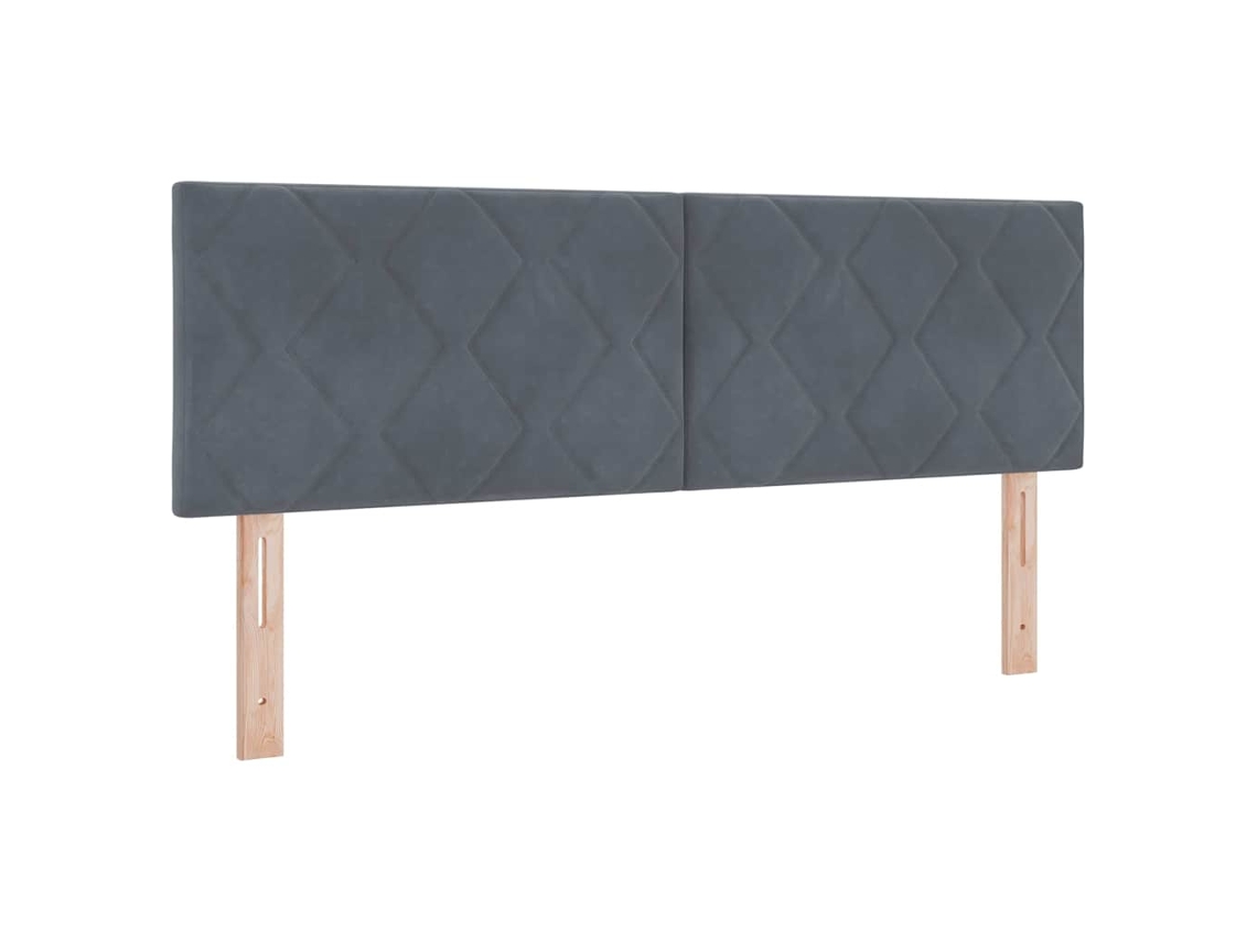 Cabeceira | Painel De Cama Led Cinza Escuro 144 Cm Couro Sintético