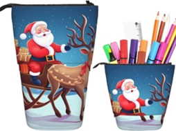 Case Trousse Crayons Télescopique Christmas Santa Deer Trousse Retractable Crayon Fournitures Debout