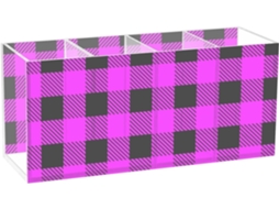 Organizador de Canetas em Acrílico Xadrez Roxo Frodotgv para Escritório, com 4 Compartimentos, Dispensador Láp
