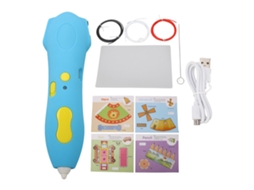 Caneta De Impressão 3d Recarregável De Baixa Temperatura Com 3 Bobinas De Consumíveis Para Crianças Azul