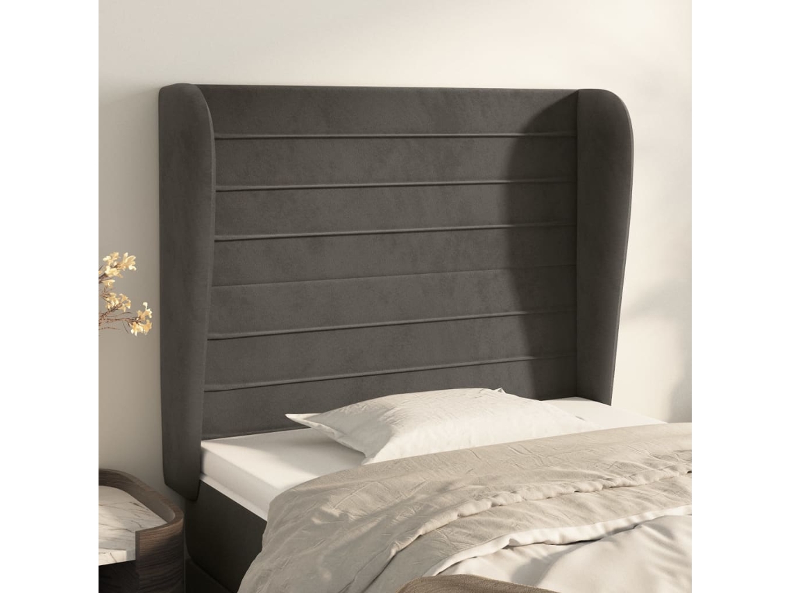 Vidaxl Cabeceira Cama C/ Abas Veludo 103x23x118/128 Cm Cinzento-escuro