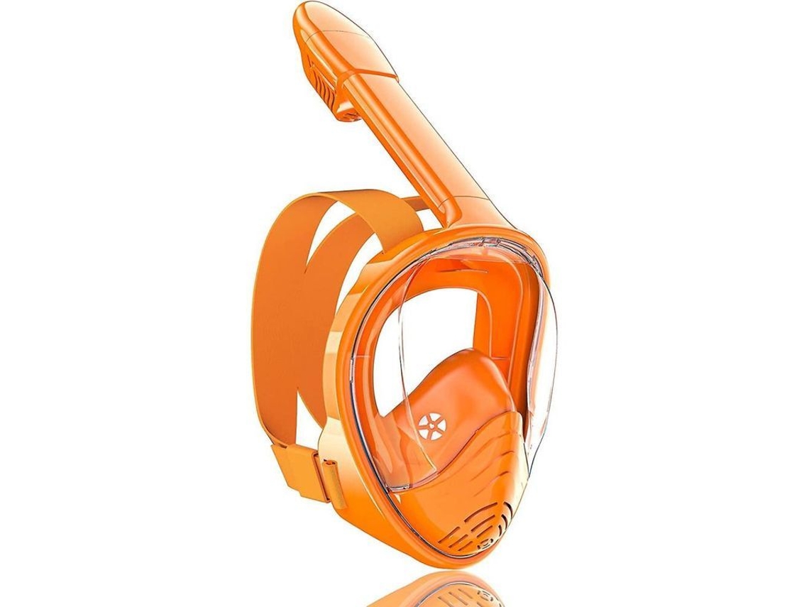 Máscara De Snorkel Facial Para Crianças, Visão Panorâmica 180°, Anti-fumacço E Anti-vazamento Com Suporte Para Câmera Laranja