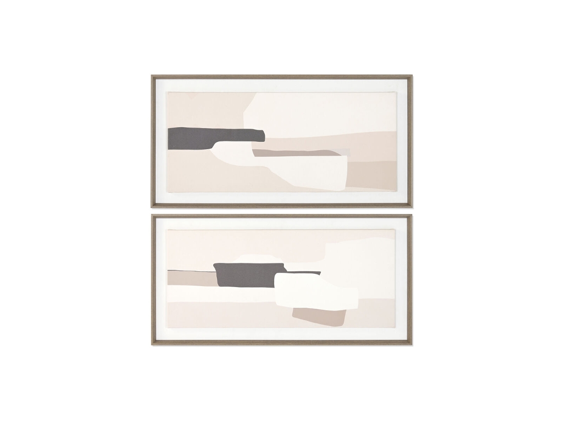 Pintura Home Esprit Branco Bege Abstrato Urbana 100 X 4 X 50 Cm (2 Unidades)