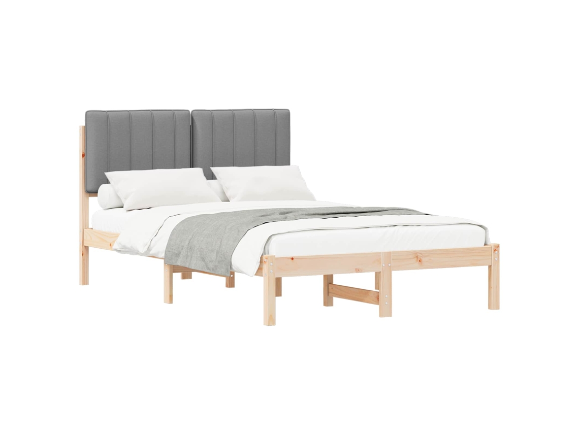 Estrutura de Cama com Cabeceira Estofada em Cinzento Claro MAISON EXCLUSIVE
