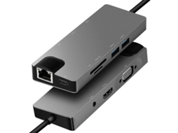 Lurelia Dock Usb-c 9 Em 1 Com 4k, 1080p, Hdmi, Vga, Ethernet 2,5gbps, Usb 3.0, Sd/tf, Pd 60w, Áudio 3,5 Mm Para Macbook Compacto