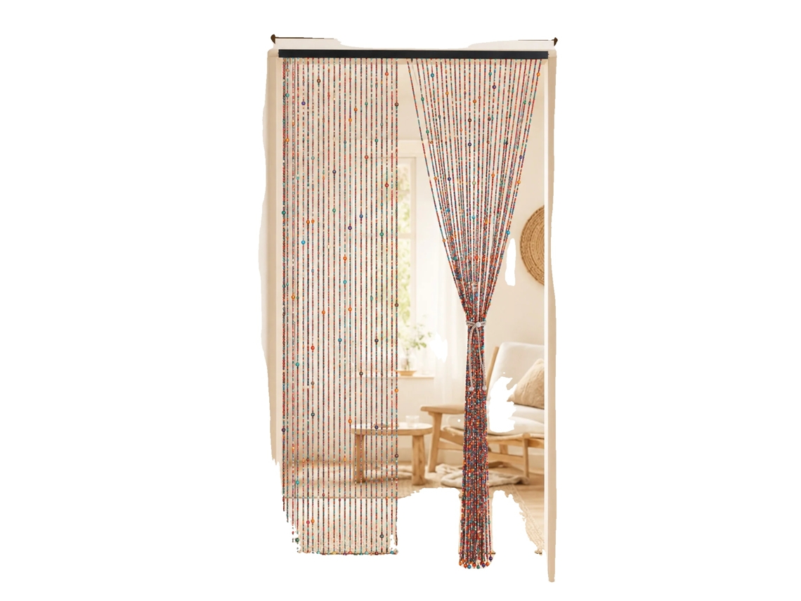 Cortina De Bambu, Estilo Boêmio, 52 Fios, Multi