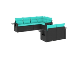 Conjunto de Sofá de Jardim, 7 Peças, Almofadas, Rattan Preto MAISON EXCLUSIVE