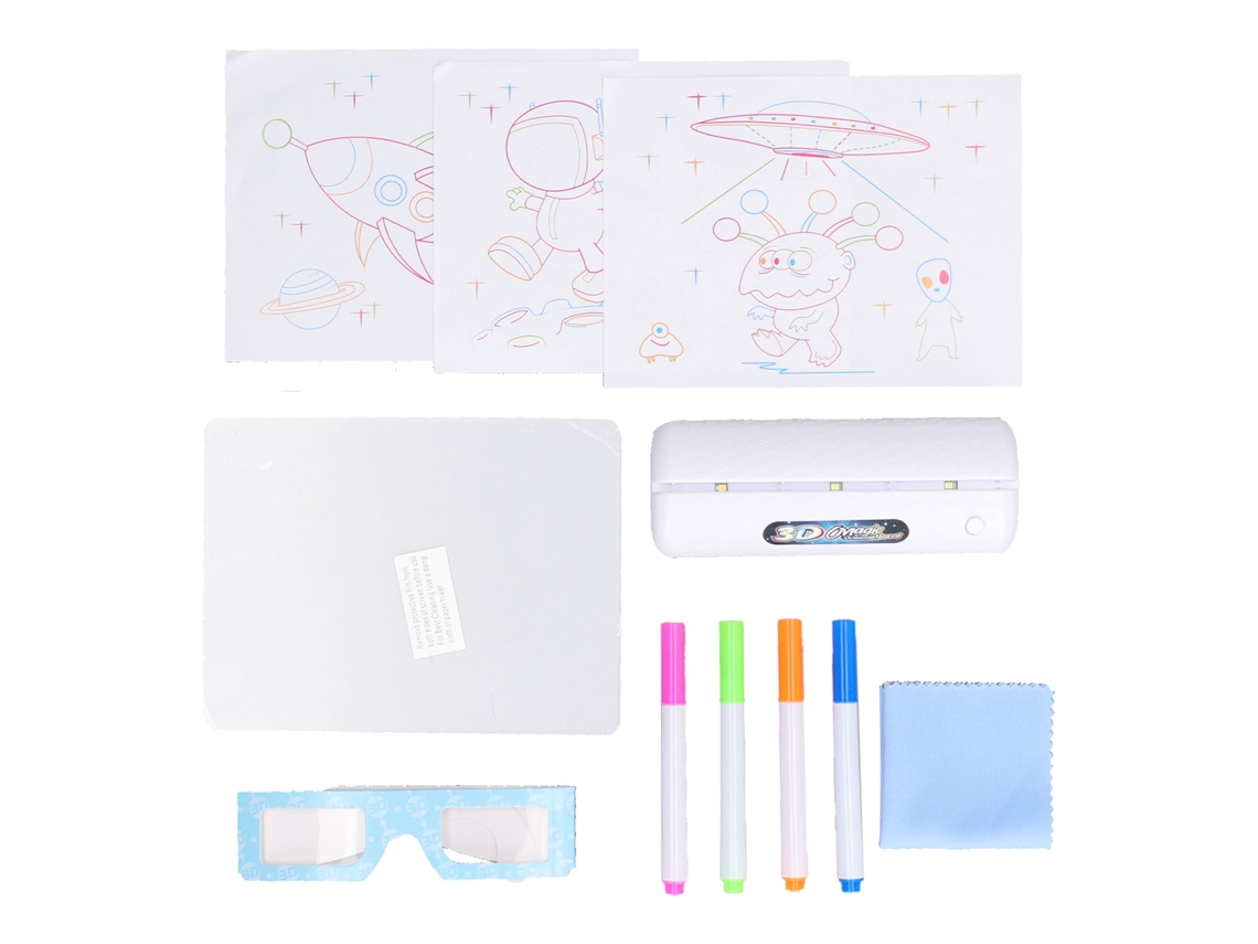 Ats tableta Mágica 3d para Dibujo com Luz Fluorescente Reutilizável Educativa e Prática para Crianças Estilo 3