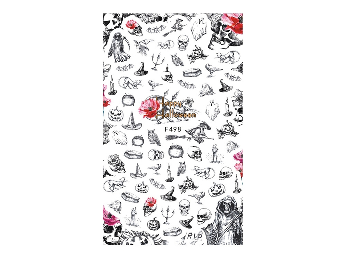 Laxiscreed Nail Art Halloween Caveira Com Autoadesivos Dourados Para Decoração De Unhas