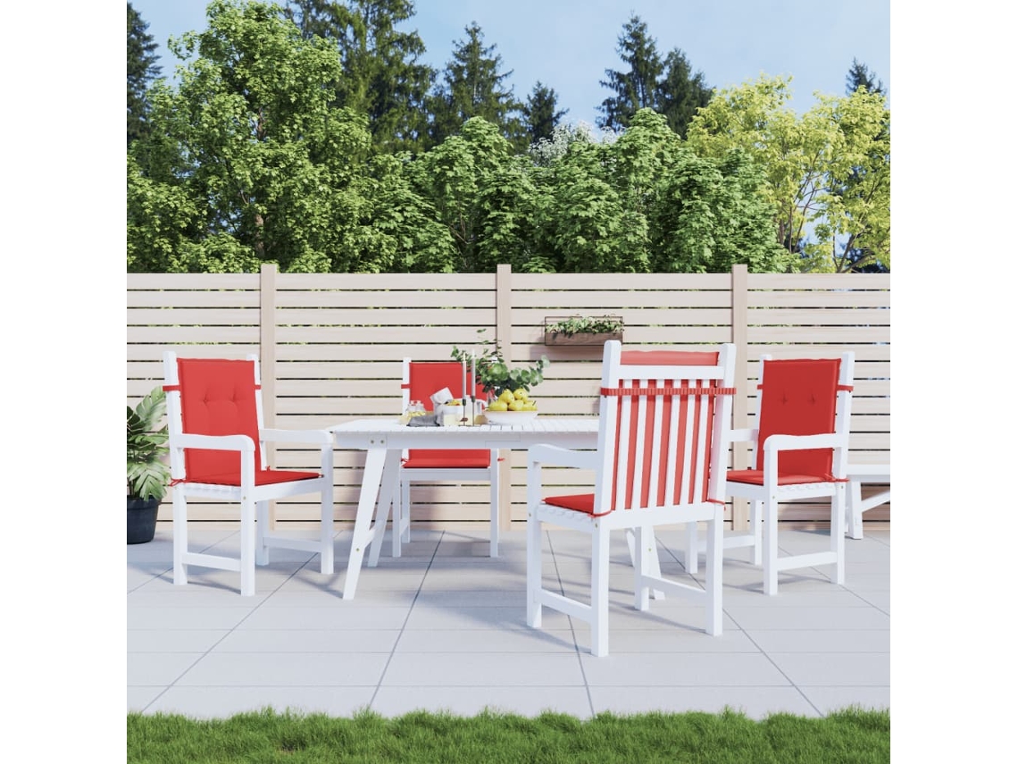 Vidaxl Almofadões Lombares P/ Cadeiras De Jardim 4pcs Oxford Vermelho